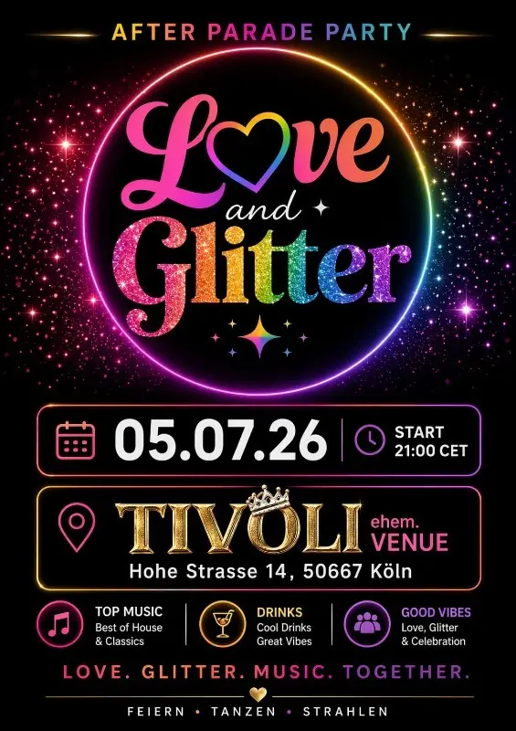 love & glitter - after parade party csd köln